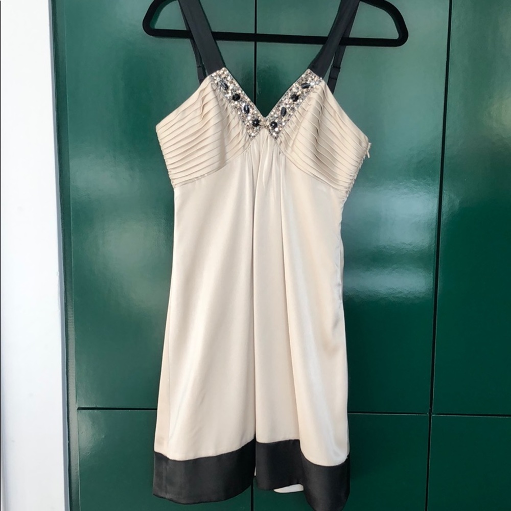 BCBG satin/beaded cocktail dress